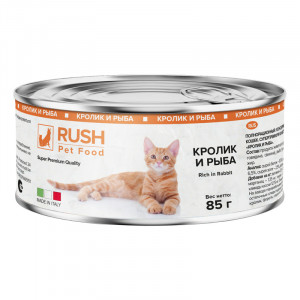 Rush Pet Food Rich in Rabbit (Раш) Влажный корм для кошек с Кроликом и рыбой 85 гр арт.106975