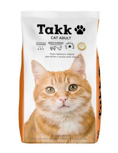 Takk Сухой корм для котов и кошек всех пород мясное ассорти 1,5 кг арт.107102