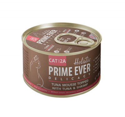 Prime Ever 2A Delicacy Влажный корм для кошек Мусс тунец с креветками 0,08 кг арт.131116