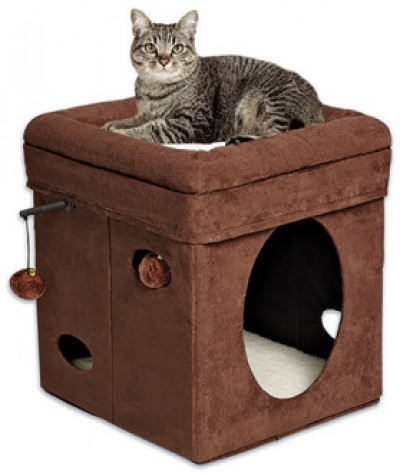 -MidWest домик-лежанка для кошек Currious Cat Cube складной арт.137-BR