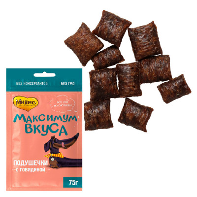 Мнямс Лакомство подушечки с говядиной для собак «Максимум вкуса» 75г арт. 170821