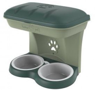BAMA PET миска для собак настенная двойная 1600 мл 48х27х42h см, зеленая арт. 190414