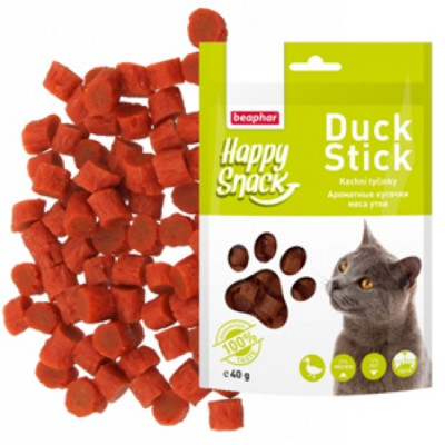 -Беафар Лакомство для кошек Ароматные кусочки мяса утки Happy Snack 40г