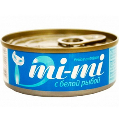 Mi-Mi консервы для кошек и котят Кусочки тунца с белой рыбой в желе 80гр
