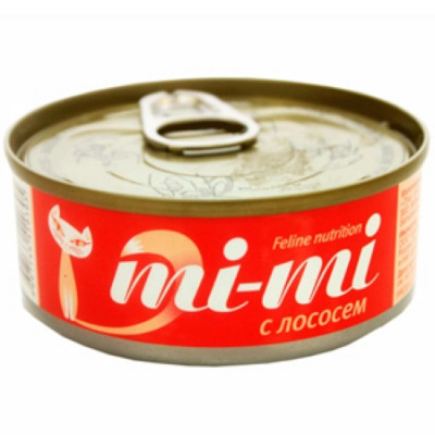 Mi-Mi консервы для кошек и котят Кусочки тунца с лососем в желе 80гр