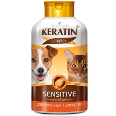 KERATIN+ Шампунь Sensitive для аллергичных кошек и собак 400мл
