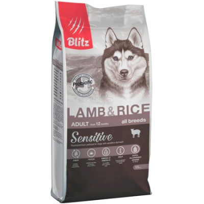 -Блитц (Blitz ADULT LAMB & RICE ALL BREEDS) сухой корм для взрослых собак Ягненок c рисом 2кг