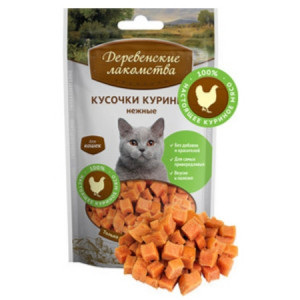 Деревенские лакомства для кошек кусочки куриные нежные 60 г