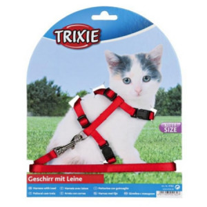 TRIXIE Шлейка для котят однотонная с поводком нейлон 19-31смх8мм