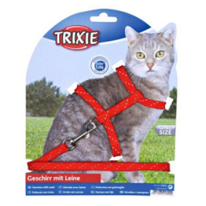 TRIXIE Шлейка для кошек светоотражающая с поводком 30смх10мм