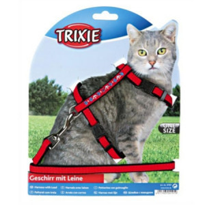TRIXIE Шлейка для кошек с вышивкой и поводком  нейлон 22-36смх10мм