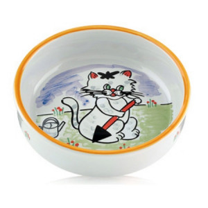 -Beeztees Миска для кошек фарфоровая с изображением кошки 0,3л