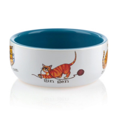 -Beeztees Миска для кошек фарфоровая "Играющие кошки" 0,25 л