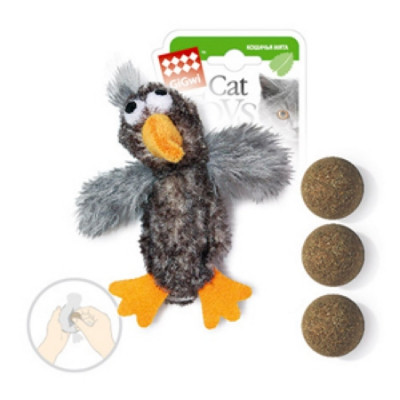 -GiGwi REFILLABLE CATNIP Игрушка для кошек утка с кошачей мятой 10см