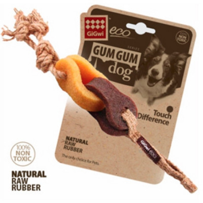 -GiGwi GUM GUM DOG Игрушка для больших и средних собак из эко-резины и натуральных материалов Резиновая цепь