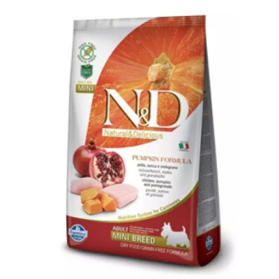 Фармина (FARMINA N&D DOG GF PUMPKIN CHICKEN & POMEGRANATE ADULT MINI) корм для собак Курица с Гранатом и Тыквой 0,8кг арт.2015