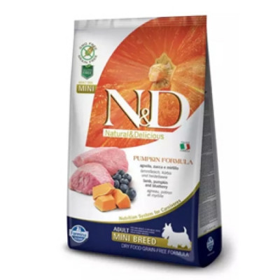 Фармина (FARMINA N&D DOG GF PUMPKIN LAMB & BLUEBERRY ADULT MINI) корм для собак Ягненок с Черникой и Тыквой Мини 2,5кг арт.2026