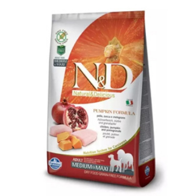 Фармина (FARMINA N&D DOG GF PUMPKIN CHICKEN & POMEGRANATE ADULT MEDIUM & MAXI) корм для собак средних и крупных пород Курица с Гранатом и Тыквой 2,5кг арт.2018