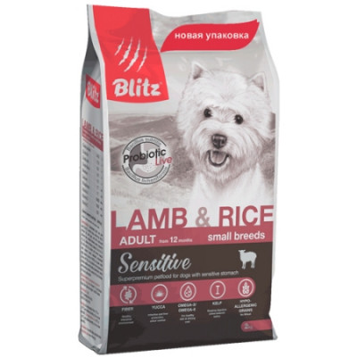 -Блитц (BLITZ ADULT SMALL BREEDS LAMB & RICE) сухой корм для собак мелких пород Ягненкок с рисом 500 гр арт.60686