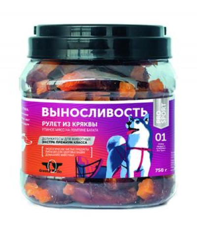 Грин Кьюзин Лакомство для собак Выносливость (сушеное куриное мясо на ломтике батата) туба 750гр