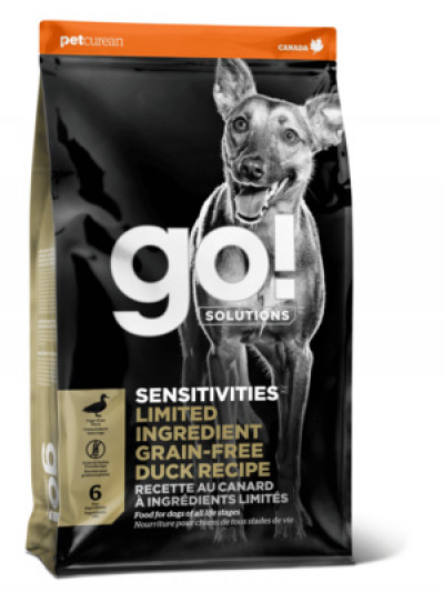 GO! SENSITIVITIES Limited Ingredient Grain Free Duck Recipe DF Корм для щенков и собак со свежей уткой 1.59кг арт.37535