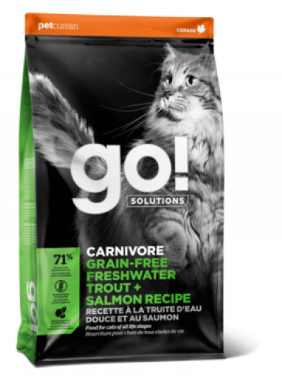 GO! Sensitivity + Shine Grain Free Freshwater Trout&Salmon Cat Recipe Корм для котят и кошек с форелью и лососем 1.36кг арт.42309