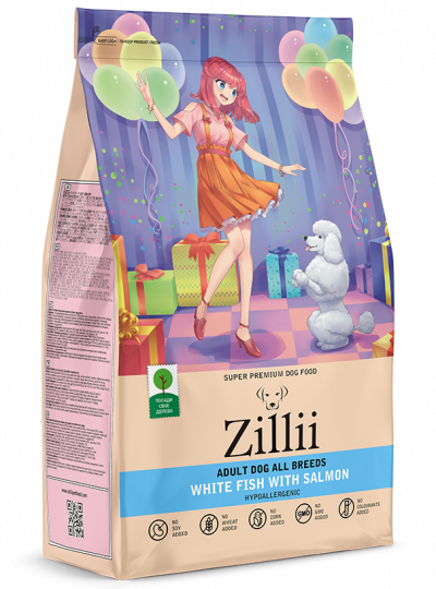 Зилли (ZILLII Adult Dog) Сухой корм для взрослых собак Белая Рыба с Лососем 3 кг арт.5658051
