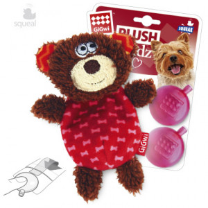-GiGwi PLUSH FRIENDZ Игрушка для собак Медведь с 2-мя пищалками 13 см арт.57511