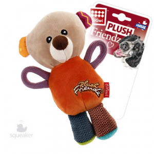 -GiGwi PLUSH FRIENDZ Игрушка для собак Мишка с пищалкой 16 см арт.59114
