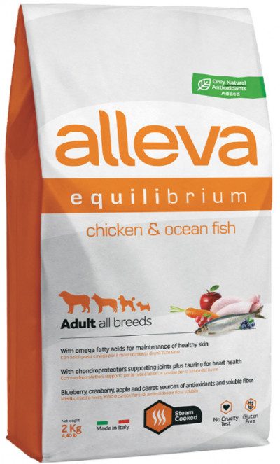 Alleva Equilibrium Dog All Day Maintenance Chicken & Ocean Fish All Breeds сухой корм для взрослых собак всех пород, курица и океаническая рыба, 12 кг арт.P6003/11882