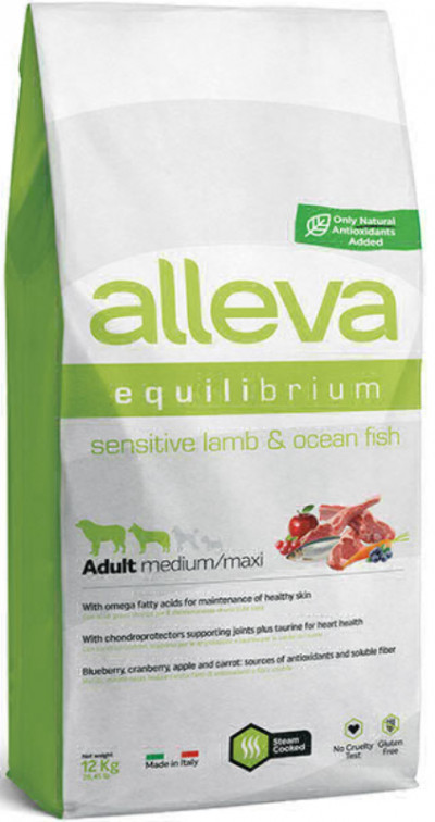 Alleva Equilibrium Dog Sensitive Lamb & Ocean Fish Medium/Maxi сухой корм для взрослых собак средних и крупных пород, ягненок и океаническая рыба, 12 кг арт.P6012/11886