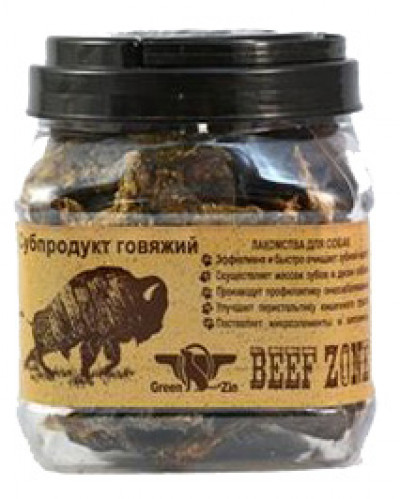 Лакомство для собак GREEN QZIN Сушеное говяжье мясо слайсами 3 дюйма, туба 400гр. арт. 66520
