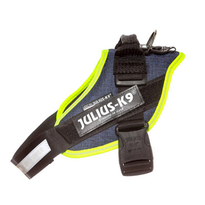 JULIUS-K9 IDC®-Powerharness 3 шлейка для собак  (82-115см/ 40-70кг), джинса-зеленый неон арт. 671587