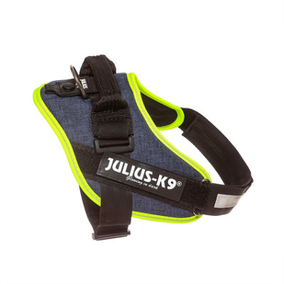 JULIUS-K9 IDC®-Powerharness Mini-Mini шлейка для собак (40-53см/ 4-7кг), джинса-зеленый неон арт. 671549