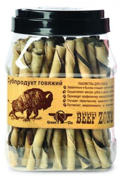 Грин Кьюзин Лакомство для собак Телячий твистер из кожи и мяса туба 70 шт 1012 гр арт.69052