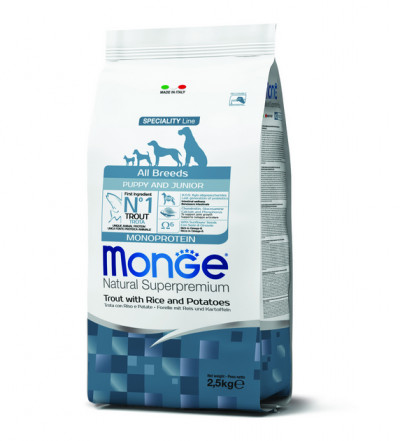 Monge Dog Speciality Line Monoprotein для щенков всех пород форель с рисом и картофелем 12 кг арт.70011501