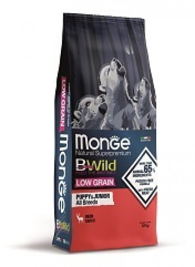 Monge Dog BWild LOW GRAIN Puppy & junior низкозерновой корм из мяса оленя для щенков всех пород 12 кг арт.70011891