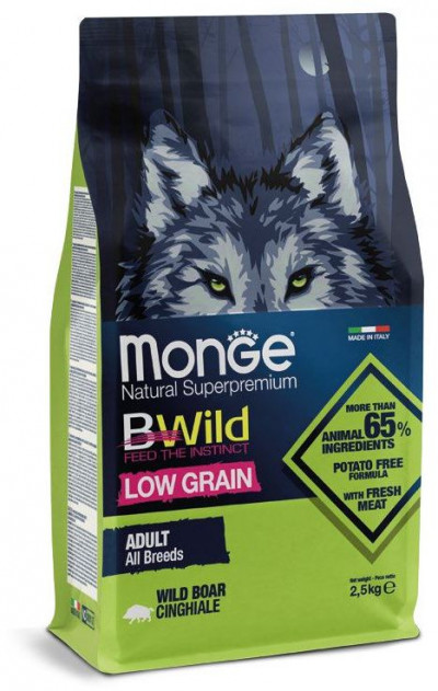 Monge Dog BWild LOW GRAIN низкозерновой корм из мяса дикого кабана для взрослых собак всех пород 2,5 кг арт.70011990