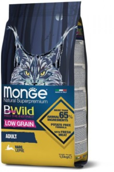 Monge BWild Cat Hare корм для взрослых кошек с мясом зайца 1,5 кг