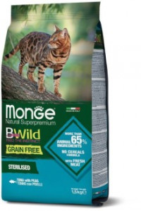 Monge Cat BWild GRAIN FREE беззерновой корм из тунца и гороха для взрослых кошек 1,5 кг арт.70012089