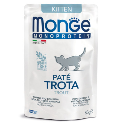 Monge Cat Monoprotein Pouch KITTEN Trout паучи для котят с форелью 85 гр арт.70013727