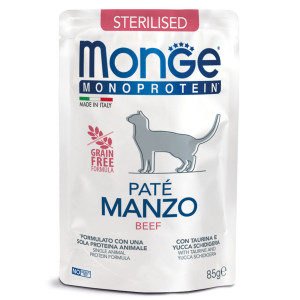 Monge Cat Monoprotein Pouch STERILISED Beef паучи для стерилизованных кошек с говядиной 85 гр арт.70013741