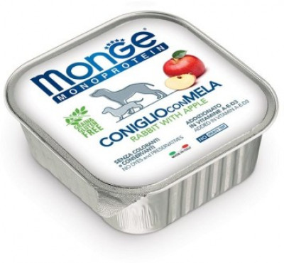 Monge Dog Monoprotein Fruits консервы для собак паштет из кролика с яблоком 150г
