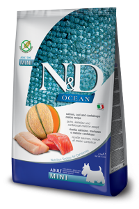 Фармина (FARMINA N&D OCEAN DOG SALMON, COD AND CANTALOUPE MELON ADULT MINI) корм для собак малых пород Лосось, треска, дыня 800 гр арт.2076