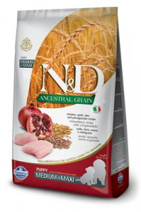 Фармина (FARMINA N&D ANCESTRAL GRAIN DOG CHICKEN, SPELT, OATS AND POMEGRANATE PUPPY MEDIUM & MAXI) корм д/щенков, беременных и кормящих сук. Курица, спельта, овес, гранат 12 кг арт.4182