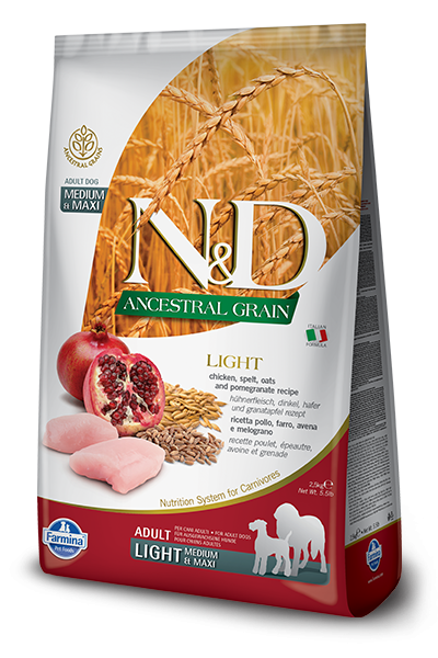 Фармина (FARMINA N&D ANCESTRAL GRAIN DOG CHICKEN, SPELT, OATS AND POMEGRANATE ADULT MEDIUM & MAXI) корм д/собак Курица, спельта, овес и гранат 2.5 арт.4164