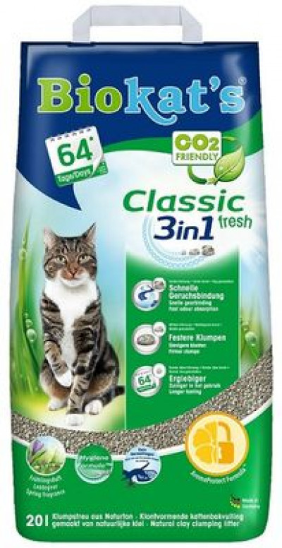 BIOKAT'S CLASSIC FRESH наполнитель комкующийся c ароматизатором 20 л