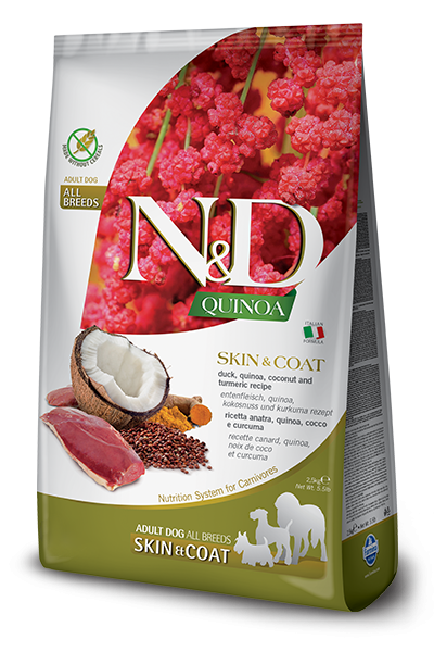 Фармина (FARMINA N&D DOG GRAIN FREE QUINOA SKIN & COAT DUCK)  корм для собак для здоровья кожи и шерсти Утка с Киноа 7 кг арт.3026