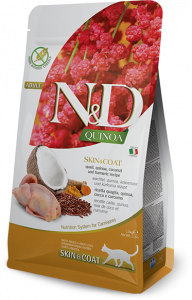 Фармина (FARMINA N&D CAT GRAIN FREE QUINOA SKIN & COAT QUAIL) корм для кошек для здоровья кожи и шерсти Перепел с Киноа 1,5кг арт.3035