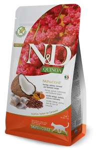 Фармина (FARMINA N&D CAT GRAIN FREE QUINOA SKIN & COAT HERRING) корм для кошек для здоровья кожи и шерсти Сельдь с Киноа 5 кг арт.4112